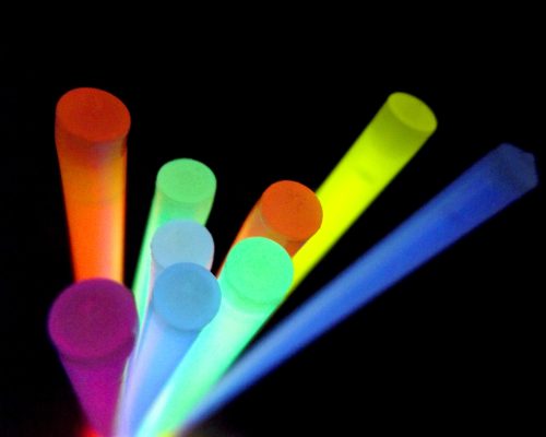 Colorful neon glow sticks